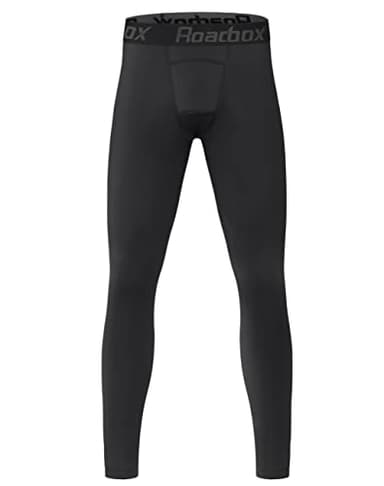 Roadbox Boys Compression Pants Youth Quick Dry Spandex Tights Leggings for Running Football Basketball Black