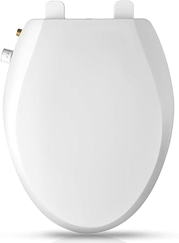 Clirass Elongated Bidet Toilet Seat with Quiet-Close, Non-Electric Bidet Mode with Dual Nozzles, Fit Elongated Toilet Seat, Adjustable Water Pressure with Brass inlet (Elongated)