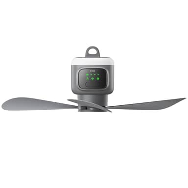 VVU&CCO 18' Portable Ceiling Fan with Light for Patio Canopy Tent Porch RV, 4 Speed Adjustment with Lighting, 8 Hours Timer & Use Time Up to 16H, 12000mAh Battery -operated Ceiling Fan