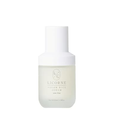 Licorne Vegan Rice Serum Korean Serum For Face With AHA PHA, Moisturizing and Hydrating Skin And Smooth Complexion, K-Beauty Facial Skincare, 1.52 Fl Oz