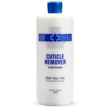 Cuticle Remover & Softener Liquid for Nails – Blue Cross Professional Nail Care with Lanolin, Hydrating Treatment for Dry Cuticles & Hangnails, Made in USA, 32oz