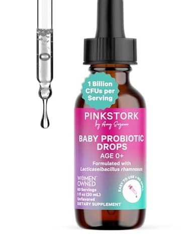 Pink Stork Baby Probiotic Drops, Newborn, Infant & Toddler Probiotics to Help Aid Digestion and Constipation Support, Newborn Essentials - 1 fl oz, 2 Month Supply