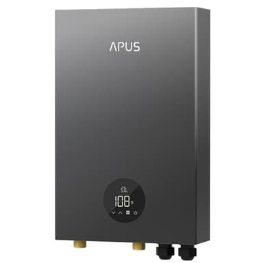 27kW Tankless Water Heater Electric, APUS 240V On Demand Instant Hot Water with Memory Function & LED Display, Energy-Saving Whole Home Water Heating System, Up to 6.5 GPM and Space Saving Design,Gray