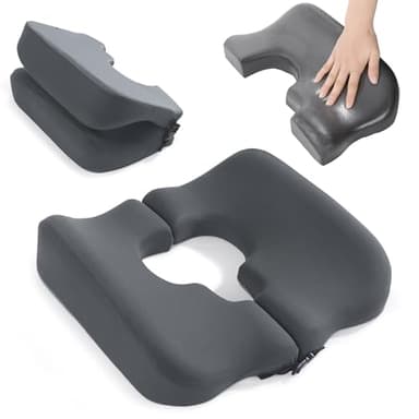 HOMBYS Memory Foam Bed Sore Cushions for Butt,Bedsore Pressure Relief Pillow for Sleeping and Sitting,Cushion for Bed Sores on Buttocks, T Shaped Opening Tailbone Pillow, Patent Pending(Dark Grey)