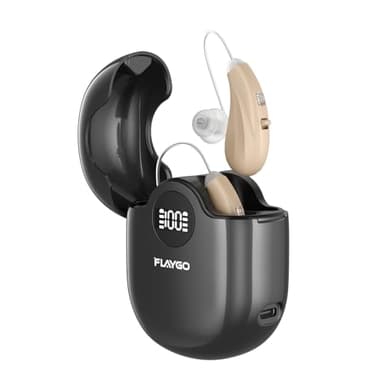 Flaygo Hearing Aids for Seniors,Hearing Aids for People with Hearing Loss, Sound Quality Restoration, Intelligent Noise Reduction, Standby 80h, One-Button Operation, Comfortable Wearing,Beige