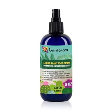 Gardenera Professional Succulent & Cactus Superfood Spray Mist for Home Gardening | Micro-Fungi Enriched Fertilizer Mist for Healthy Leaves & Growth | 18 Key Vitamins & Minerals for Cacti - 8oz