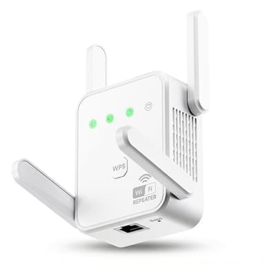 1200Mbps WiFi Extender Signal Booster for Home, Dual Band 5GHz/2.4GHz Wireless Internet Repeater with 4 External Antennas, Covers Up to 3600 Sq.ft & Supports 80 Devices, AP Mode with Ethernet Port