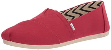 TOMS Women's Alpargata Recycled Cotton Canvas Slip On Sneaker Red Recycled Cotton Canvas