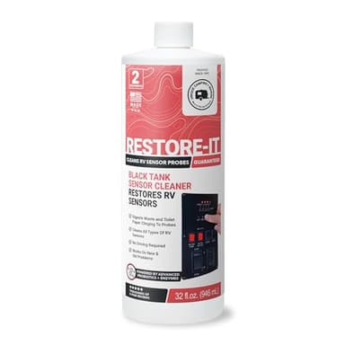 Unique Restore-It RV Sensor Cleaner Liquid – Cleans Dirty Sensor Probes for Misreading Black Tank Sensors – 2 Treatments (32 oz) Amazon-Exclusive Packaging