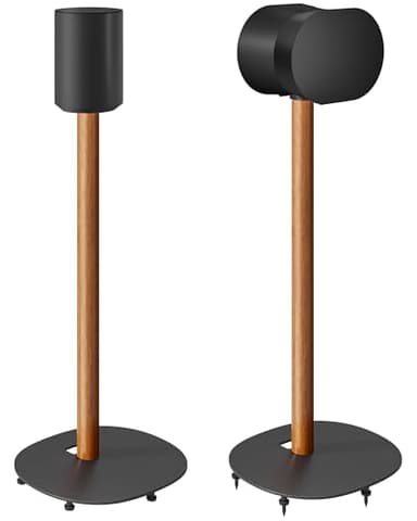 PEGZONE Speaker Stands Pair for SONOS Era 100 and Era 300,11LBS Capacity,30.6" Fixed Height Floor Stand with Cable Management,Large Base with Two Feet Avaliable,Wooden Speaker Mount,Black