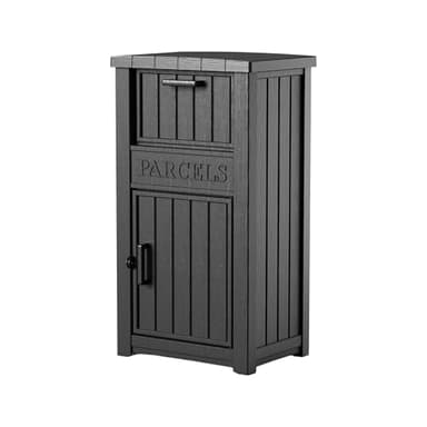 EFU Package Delivery Boxes for Outside, Lockable Anti-Theft Waterproof Delivery Boxes for Outside, Secure Parcel Drop Boxes for Porch & Curbside & House, Outdoor Package Box for Deliveries (Black)