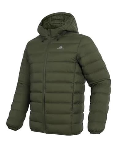 Pioneer Camp Men's Down Puffer Jacket with Hood Lightweight Packable Warm Insulated Thermal Puffy Winter Coat Ski Travel