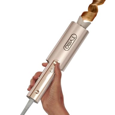TYMO CurlPro Plus Automatic Rotating Curling Iron - Upgraded Long Barrel Curling Wand for Long Hair, Ceramic Hair Curler for Women, Anti-Scald, Tangle-Free, 600M Ionic, Dual Voltage, Gold, 1 1/4 Inch
