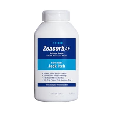 Zeasorb Super Absorbent Antifungal Treatment Powder for Jock Itch, Dermatologist Recommended, Attacks and Absorbs Moisture, Patented Odor Control Technology, with Bentonite Clay and Aloe, 2.5 oz