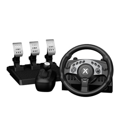 NBCP PC Racing Wheel - 1080 Degree 28CM 11" Steering Wheel with 3-Pedals and H-Shifter - Magnetic Induction & Metal Bearings, Sim Driving Wheel for Euro Truck Simulator 2, Farming Sim, Windows PC