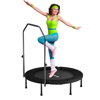 SkyBound Rebounder Trampoline for Adults - Indoor Mini Trampoline with Bar, Fitness Rebounder with 3 Adjustable Foam Handles, Exercise Trampoline for Adults Indoor/Garden Workout