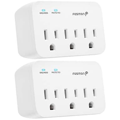 Fosmon Refrigerator Surge Protector, 3 Outlet Heavy Duty Appliance Surge Protector with High Joules for Fridge, Microwave, Washing Machine, Garage Door, 1200J, 1875 Watts, 3 Prong, ETL Listed- 2 Pack
