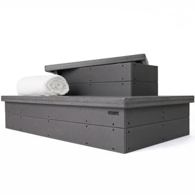 Heavy Duty Hot Tub Steps with Storage - Waterproof, Non-Slip & No Maintenance - Large 700LBS Load Capacity - Multi Angle Access - Ideal for Spa Steps, Hot Tub Stairs - Gray Spa Step for Outdoor