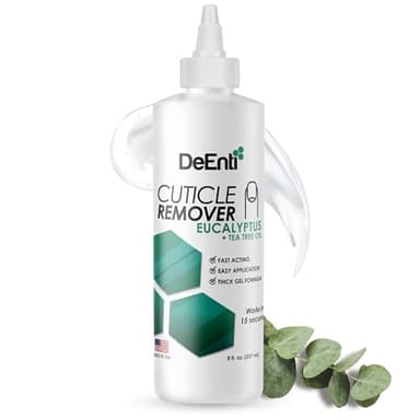 DeEnti Instant Cuticle Remover Gel, Eucalyptus, 8 Oz Bottle, Professional Cuticle Softener, Salon Quality Manicure and Pedicure Supplies
