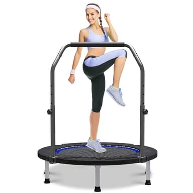 Wonlink 40" Rebounder Trampoline for Adults Mini Trampoline for Adults and Kids Exercise Rebounder with Bar Fitness Trampoline Indoor Height Adjustable Max Load 330lbs (Blue)