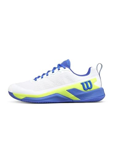 WILSON Rush Pro 4.5 Men's Tennis Shoe - White/Amparo Blue/Safety Yellow, Size 9.5 US