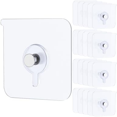 Uniclife 20 Pcs Adhesive Picture Hooks 20 lbs Max 2.2”Load No Drill Screw Stickers Heavy Duty Picture Hangers Without Nails No Nail Wall Hooks for Hanging Frame Hanger Sticky Hook for Bathroom Kitchen