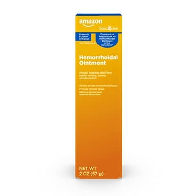 Amazon Basic Care Hemorrhoid Ointment, Fast-Acting Pain Relief, Relieves Burning, Itching, Swelling and Discomfort, 2 ounce (Pack of 1)