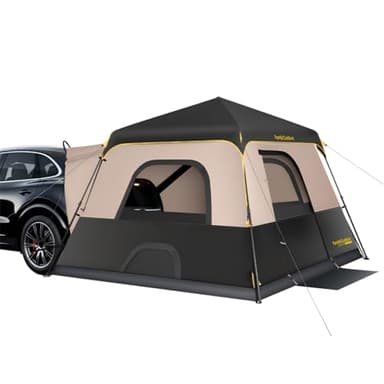 FanttikOutdoor Beta C6 Apex SUV Tent 6 Person Instant Cabin Car Tent Setup in 60 Seconds with Rainfly & Windproof Portable with Carry Bag for Family Camping, Upgraded Ventilation, Khaki