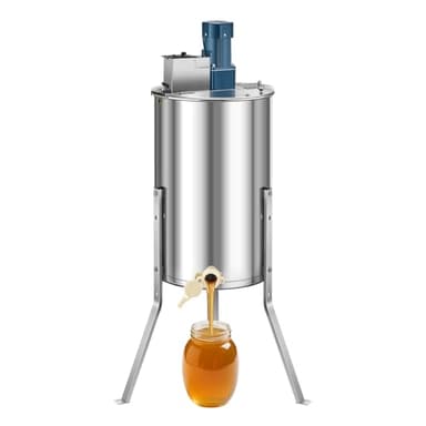 VEVOR Electric Honey Extractor, 3 Frame Honey Extractor with Transparent Lid, Stainless Steel Honeycomb Drum Spinner, Height Adjustable, Honeycomb Extraction Equipment for Beekeeping