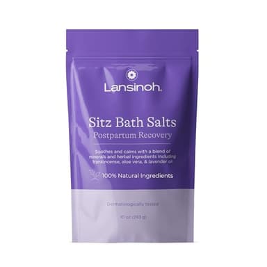 Lansinoh Sitz Bath Salts for Postpartum Care, Perineal Soak with Epsom Salt, Aloe Vera, Lavender & Frankincense Oil, 10 Ounces