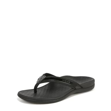 Vionic Women's Tide II Toe Post Sandal - Ladies Flip Flop with Concealed Orthotic Arch Support Black 7 M US