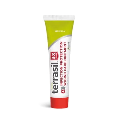 terrasil Wound Care 3X - Wound Healing Ointment, Infection Protection for Bed Sores, Pressure Sores, Blisters, Cuts, Burns & First Aid. Dermatologist-Tested, Hypoallergenic Approved (.5oz)