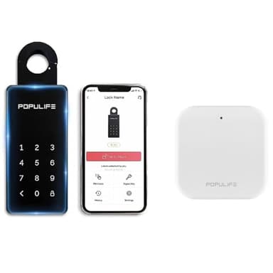 WiFi Lock Box for Outside with Gateway, Remotely Control Smart Key Lock Box, Wireless Lock Box for House Key, Door Handle & Wall Mount Sturdy Alloy Lockbox IP66 Waterproof