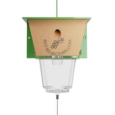 Best Bee Brothers Ultimate Carpenter Bee Trap for Outside with Large, Clear External Receptacle, Internal Bee Vault & Spring-Loaded Door, 5.75" L x 6" W x 4.5" H