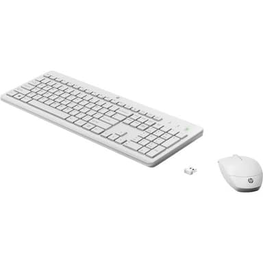 HP 230 Wireless Mouse and Keyboard Combo - USB Type A Wireless Bluetooth 2.40 GHz Keyboard - White - USB Type A Bluetooth Mouse - Optical - White - Compatible with PC