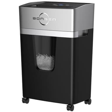 BONSEN 12-Sheet Micro Cut Paper Shredder for Home Office Use, High Security Level P-4/55 dB Ultra-Quiet / 40-Minutes Shredding Shreds Credit Card/Staples, 5.3 Gallons Pullout Bin (S3106)