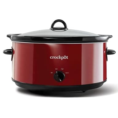 Crock-Pot 8-Quart Manual Slow Cooker, XL Family Size Serves 10+ People, Removable Stoneware with Warming Setting, Dishwasher Safe for Easy Cleanup, Red