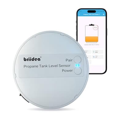 Briidea Bluetooth Propane Tank Gauge, Rechargeable Wireless Sensor with Nano Silicone Adhesive Pad (Patent Pending), APP Control, Real-Time Fuel Level Monitor for BBQ Grills, RVs & Restaurants