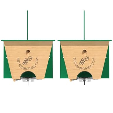Best Bee Brothers Turbo Trap 2.0, Professional-Grade Carpenter Bee Trap for Outside with Bee Vault, Large Viewport & Spring-Loaded Door, 4.1” W x 4.8” H x 5.9” D (2 Pack)