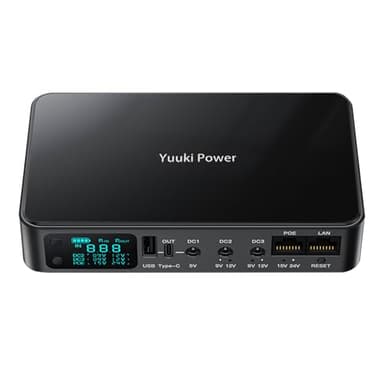 Yuuki Power Mini UPS for Wifi Router, USB 5V⎓3.6A DC UPS 12V⎓2A Battery Backup 9V⎓2A 10400mAh(32Wh)