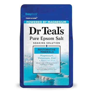 Dr Teal's Pure Epsom Salt, Restorative Minerals with Magnesium, Potassium & Zinc, 3 lbs