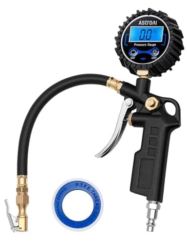 AstroAI Digital Tire Pressure Gauge with Inflator, 3-250 PSI Air Chuck & Compressor Accessories Heavy Duty with Quick Connect Coupler, 0.1 Display Resolution, 1pack
