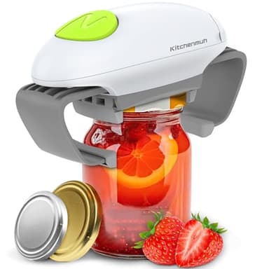 Higher Torque Electric Jar Opener for Seniors with Arthritis Fit Almost Jars Size, Strong Tough Automatic Jar Opener for Weak Hands, Hands Free Battery Operated Bottle Opener for Arthritic Hands White