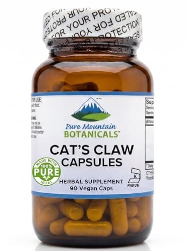 Pure Mountain Botanicals Cat’s Claw Capsules - 90 Kosher Vegan Caps with 1000mg Peruvian Cats Claw Uncaria Tomentosa Herbal Supplement