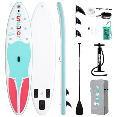 FunWater Inflatable Stand Up Paddle Board 10'6"/11"/11'6" Paddle Board for Adults & Youth, Paddleboards Inflatable with Premium SUP Accessories, Wide Stable, Non-Slip Comfort Deck (White/Pink/Blue)