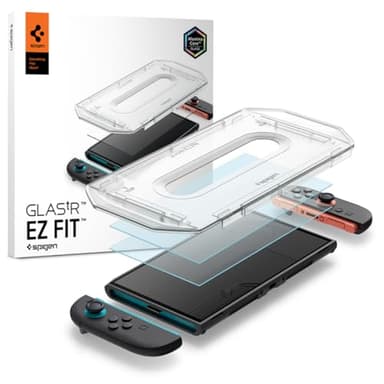 Spigen AluminaCore Screen Protector Tempered Glass [GlasTR EZ Fit] designed for Nintendo Switch 2 [2 Pack] 9H+ Hardness, Aluminum-Enhanced Durability