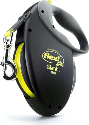 FLEXI Giant Tape Retractable Dog Leashes for Large Dogs Upto 110 lbs. – 26 ft., Black | Tangle Free Pet Walking Leash with One-Handed Brake, Pause, Lock | German Quality Product