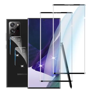 【2+2 Pack】 Designed for Samsung Galaxy Note 20 Ultra Screen Protector , 3D Curved, Screen Protector Galaxy Note 20 Ultra Tempered Glass cell Phone Film HD Clear and (2 Pack) Camera Lens Protector