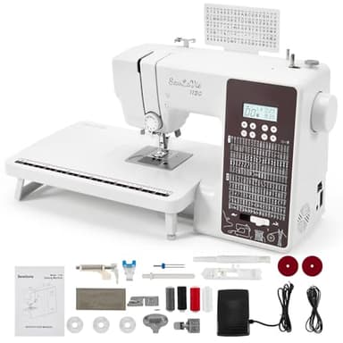 SewLaVie 1130 Computerized Sewing and Quilting Machine, 300 Stitches, LCD Screen, 1-Step Buttonhole, Speed Control, Wide Table, Sewing Machine for Clothes & Jeans, Sews Multiple Layers of Denim
