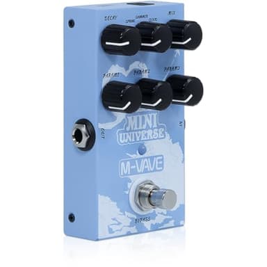 M-VAVE Mini Universe Pro Guitar Reverb Pedal - 9 Digital Effects (Room/Hall/Plate/Spring/Shimmer/Cloud/Bloom/Swell/Lo-Fi), True Bypass, Dual Power, Compact Metal Housing for Electric Guitar & Bass